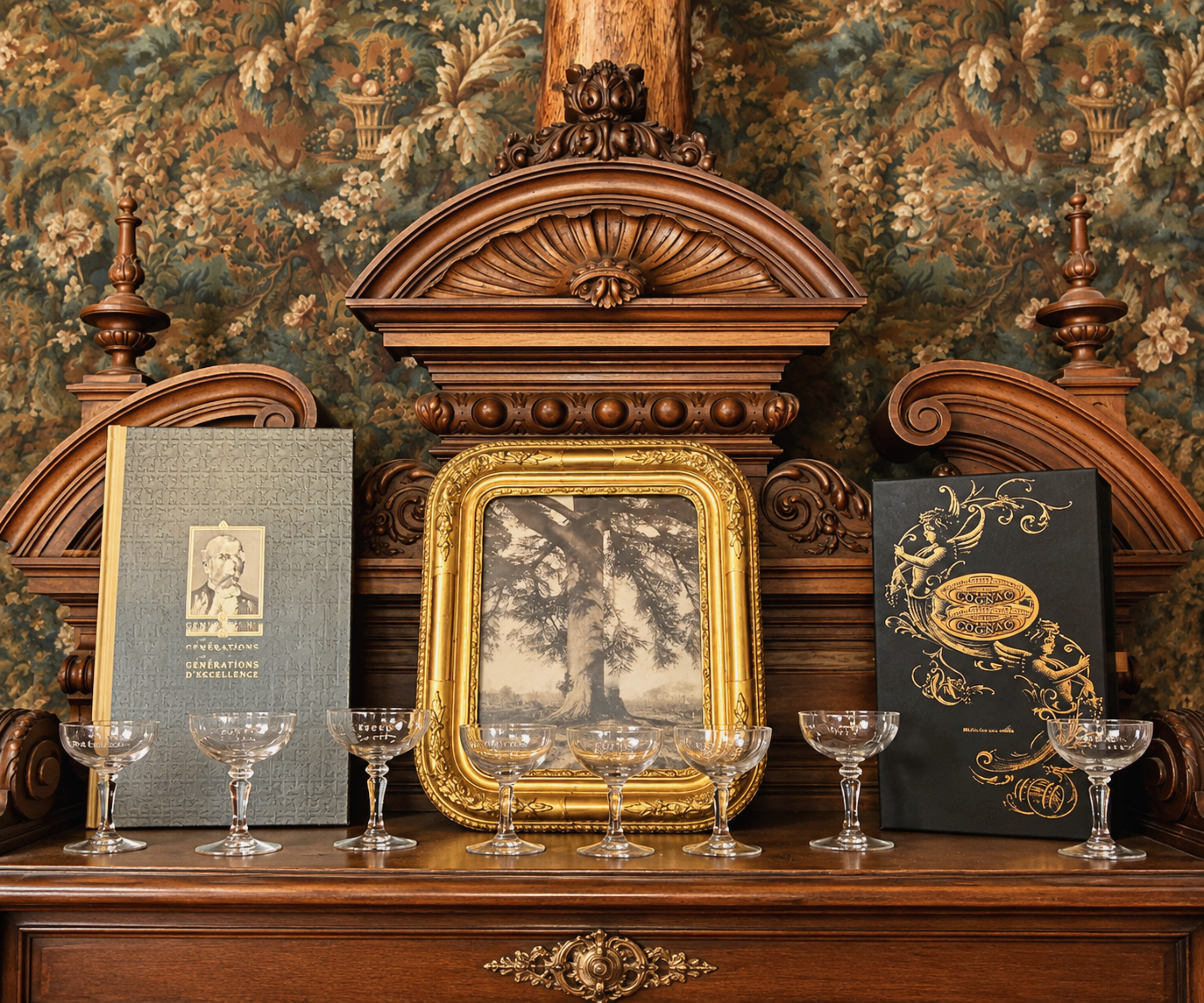 Nature morte antique au cognac Ferrand