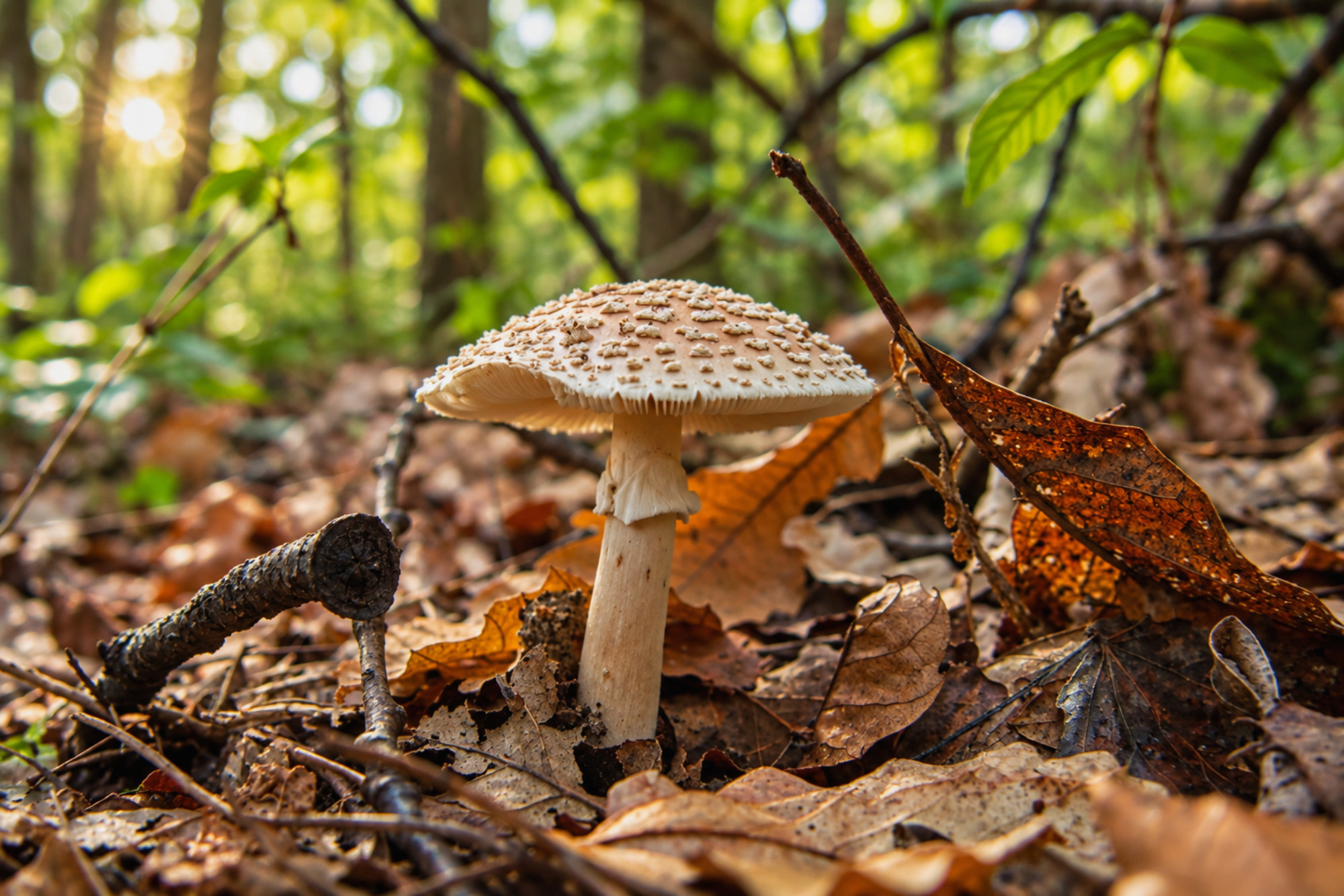 Amanite sous la lumière dorée